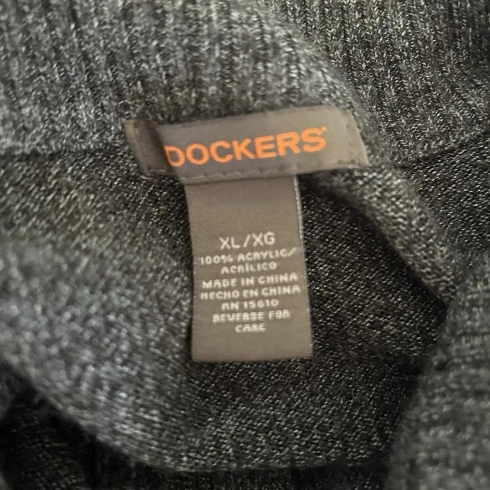 Dockers‎ Charcoal Gray Quarter Zip Sweater Mens XL Ribbed Knit Pullover